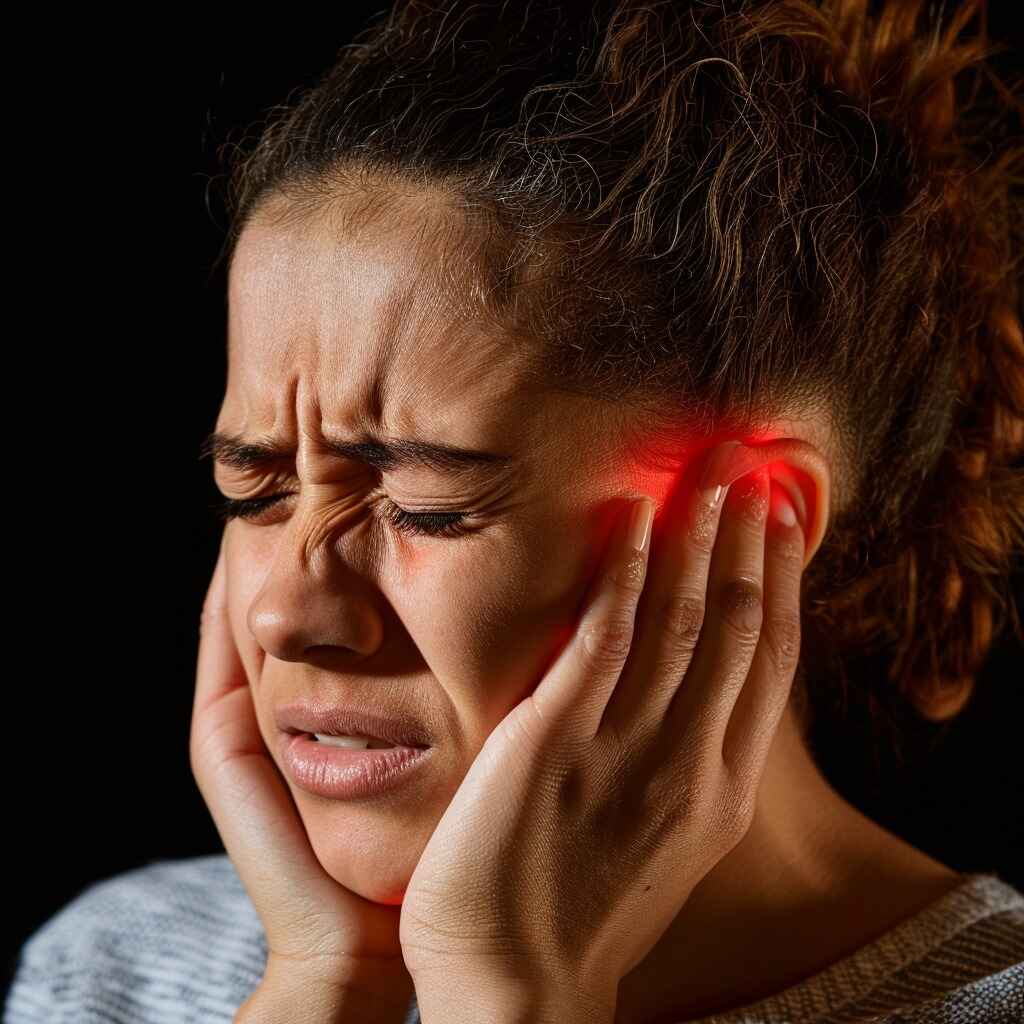 Symptoms of ear pain include earache, dizziness, fever, and hearing loss, indicating possible infections or other ear conditions.